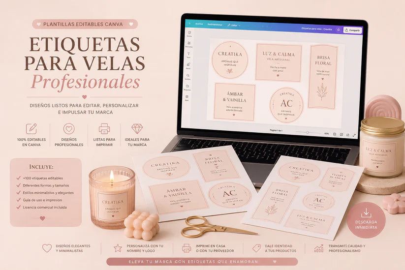+200 Etiquetas Profesionales para editar en Canva